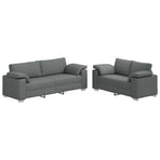 Sofa 2 pcs Dark Grey Fabric