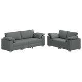 Sofa Set 2 pcs Dark grey 219 x 77 x 82 cm Fabric - Front View