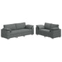 Sofa 2 pcs Dark Grey Fabric