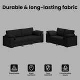 Sofa 2 pcs Black 219 x 80 x 82 cm Fabric - Low Angle