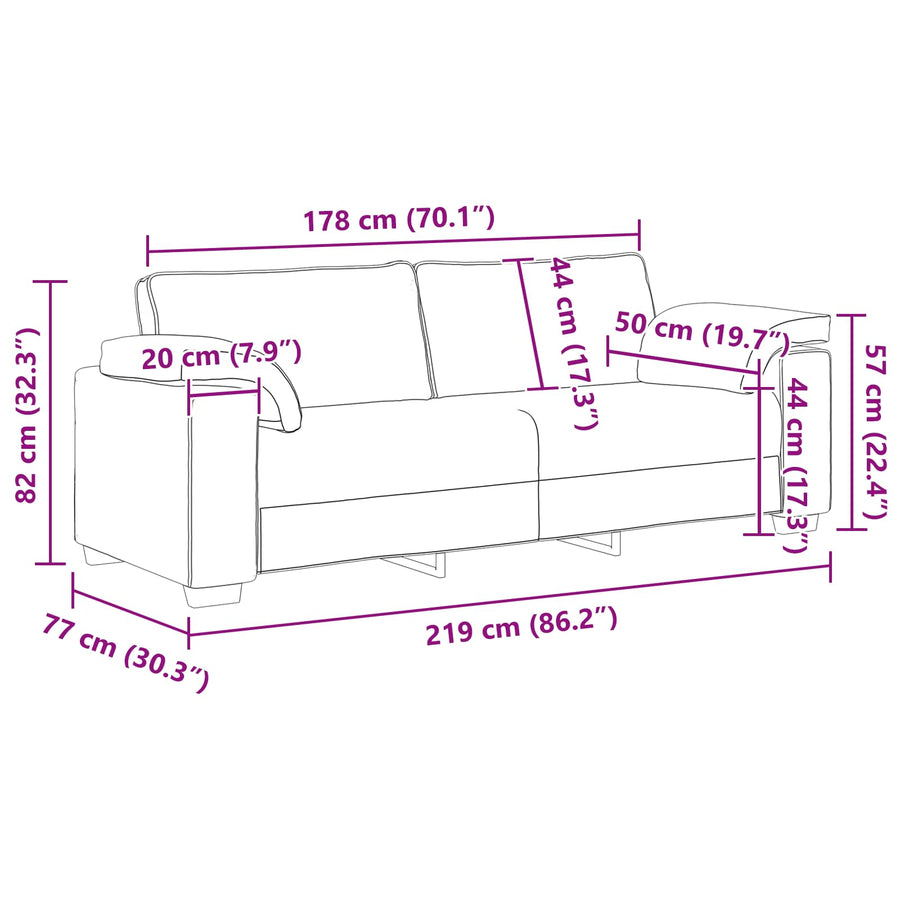 Sofa 2 pcs Black Fabric
