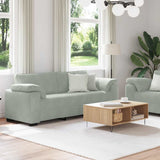 2 Piece Sofa Set with Cushions Light Grey Velvet - Side View