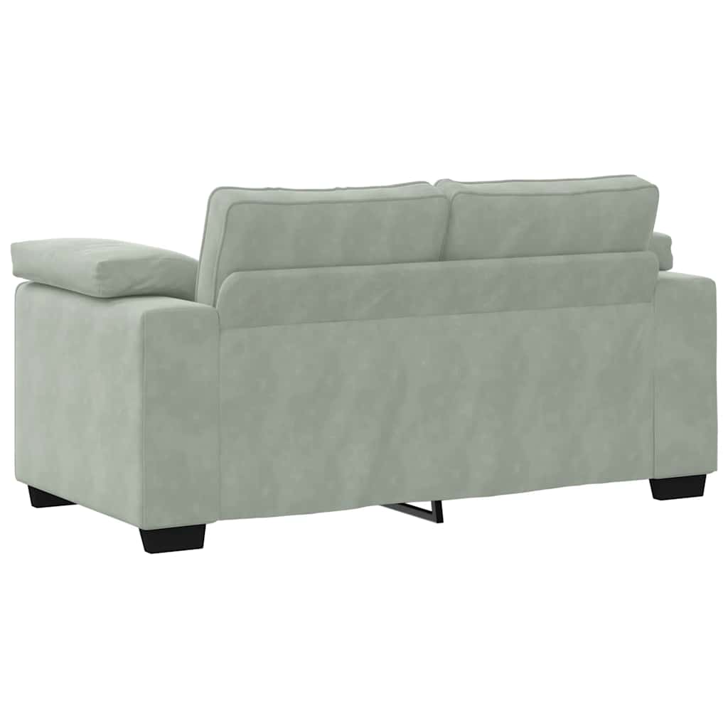 2 Piece Sofa Set with Cushions Light Grey Velvet