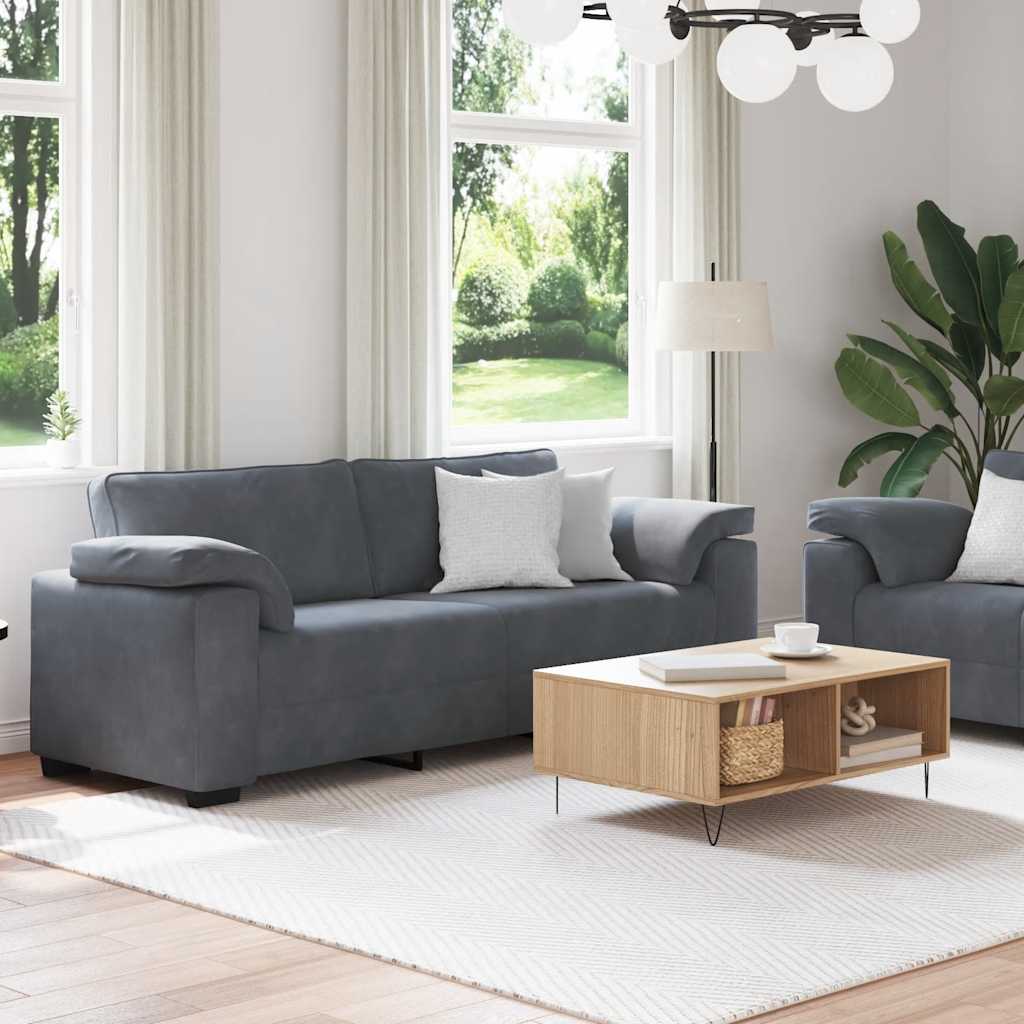 2 Piece Sofa Set with Cushions Dark Grey Velvet