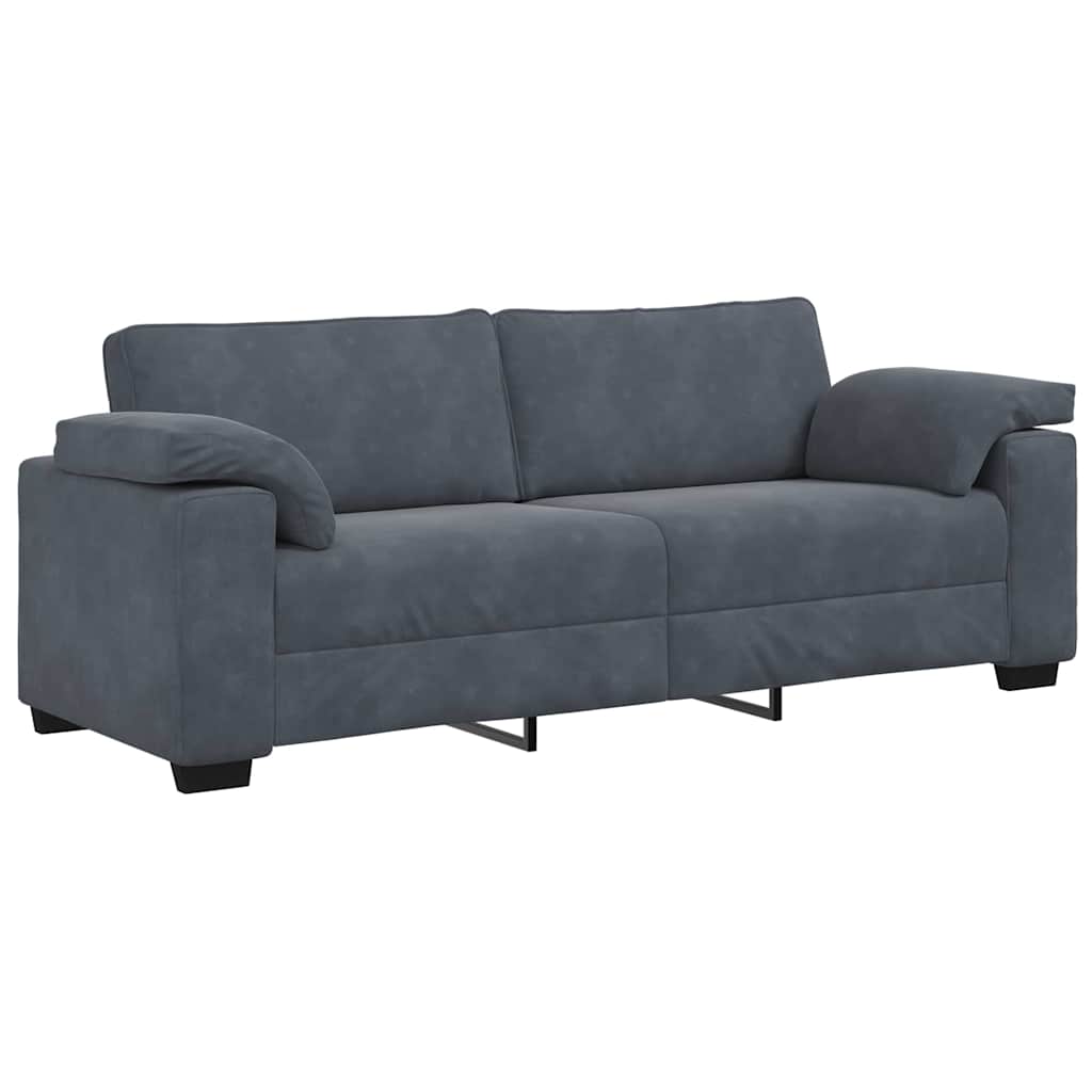 2 Piece Sofa Set with Cushions Dark Grey Velvet