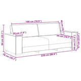 3-Seater Sofa Light Grey 220x78x84 cm Fabric