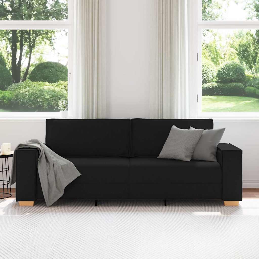 3-Seater Sofa Black 220x78x84 cm Fabric