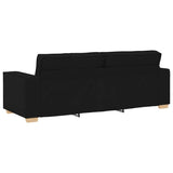 3-Seater Sofa Black 180 cm Fabric - Rear View