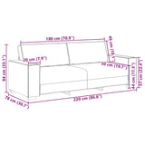 3-Seater Sofa Black 220x78x84 cm Fabric