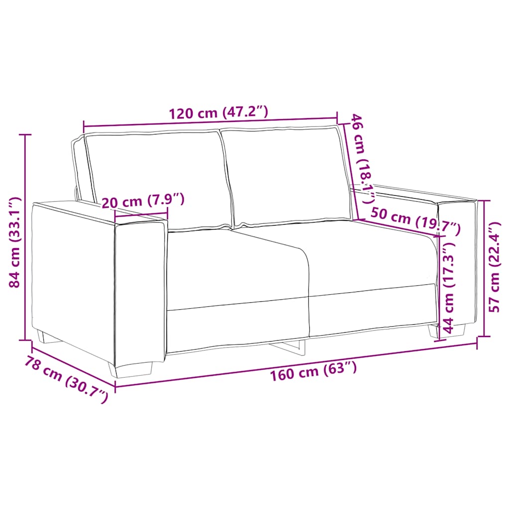 2-Seater Sofa Light Grey 160x78x84 cm Velvet