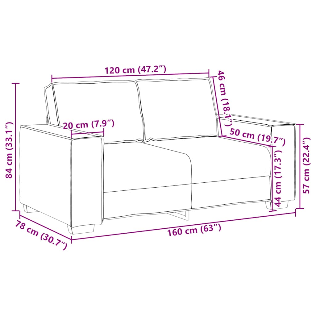 2-Seater Sofa Dark Grey 160x78x84 cm Velvet