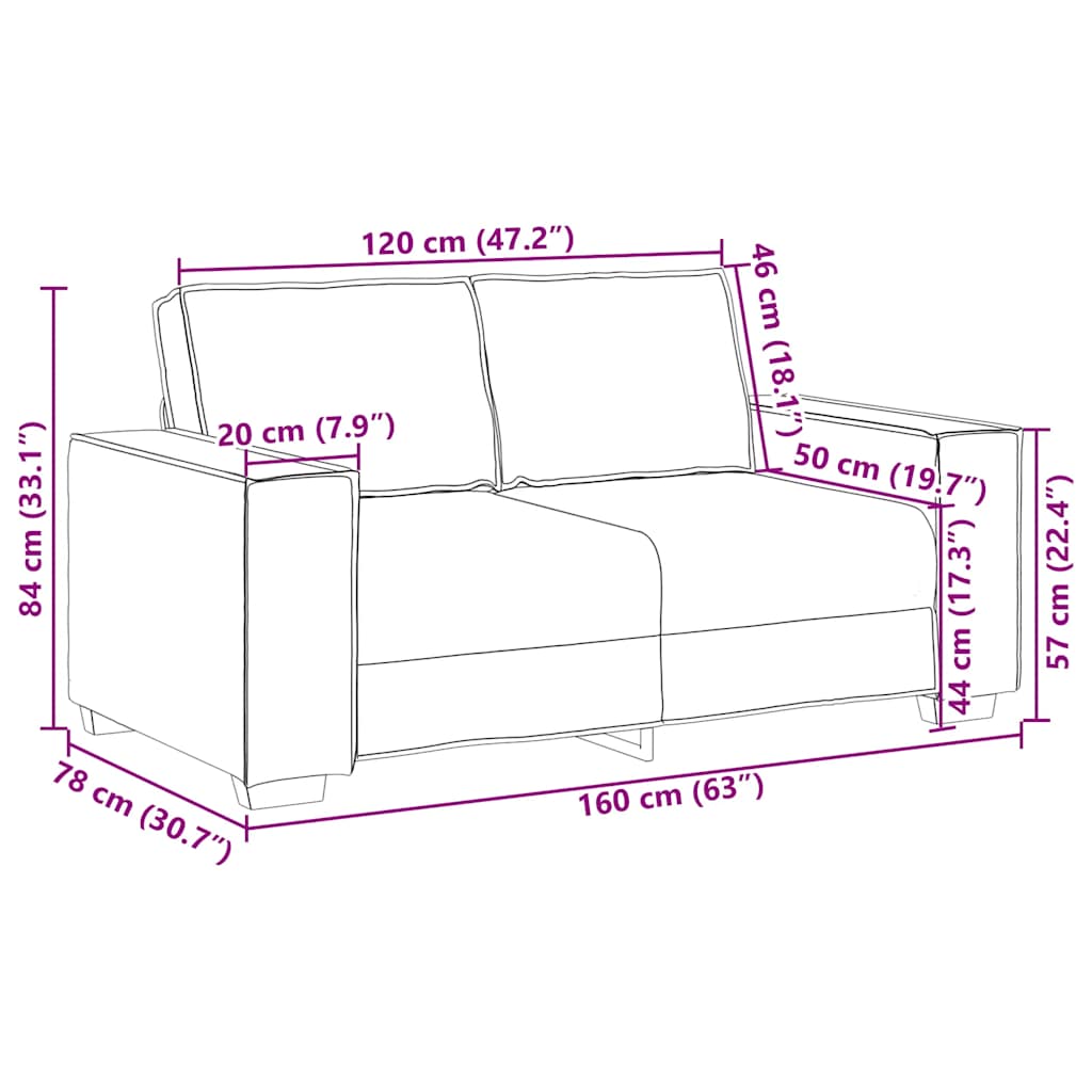 2-Seater Sofa Black 160x78x84 cm Velvet