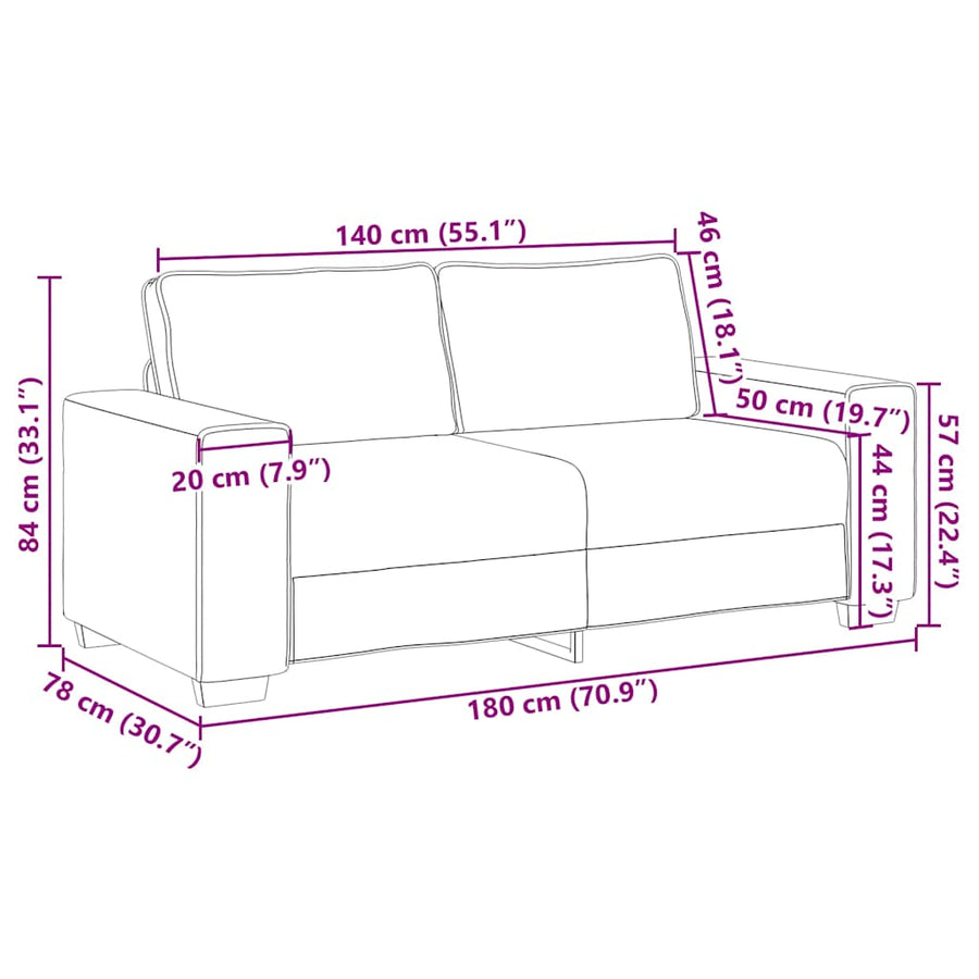 2-Seater Sofa Black 180x78x84 cm Velvet