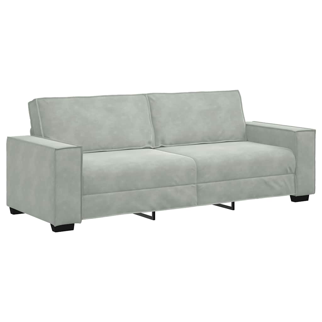 3-Seater Sofa Light Grey 220x78x84 cm Velvet
