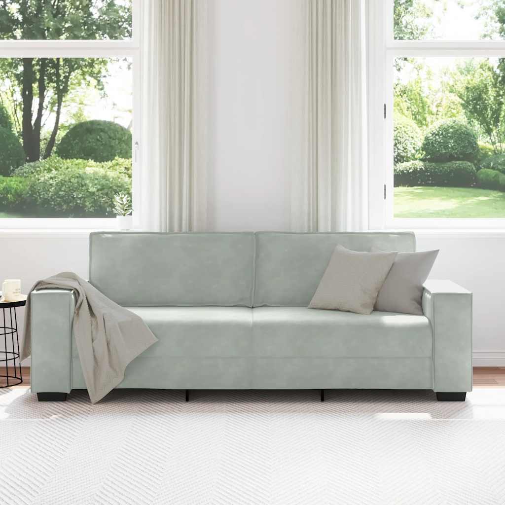 3-Seater Sofa Light Grey 220x78x84 cm Velvet