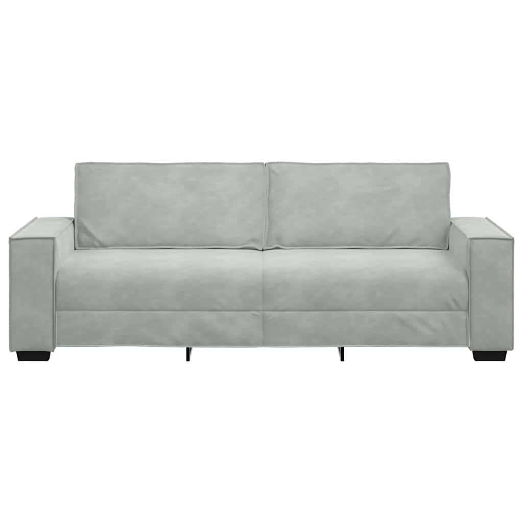3-Seater Sofa Light Grey 220x78x84 cm Velvet