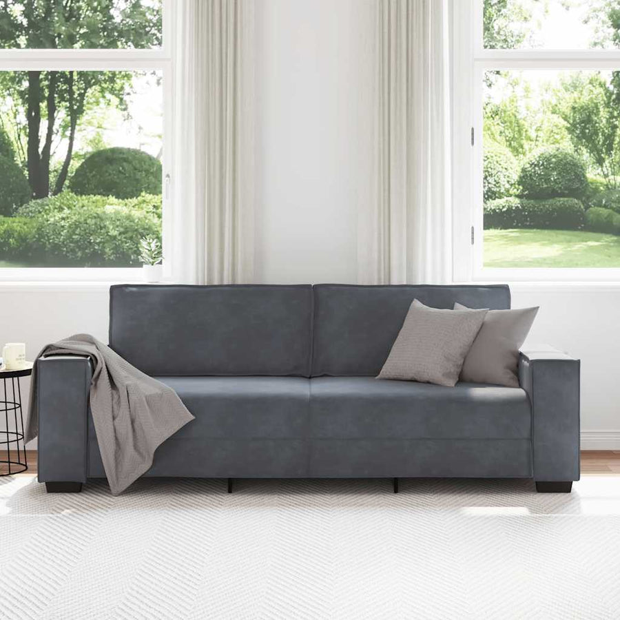 3-Seater Sofa Dark Grey 220x78x84 cm Velvet