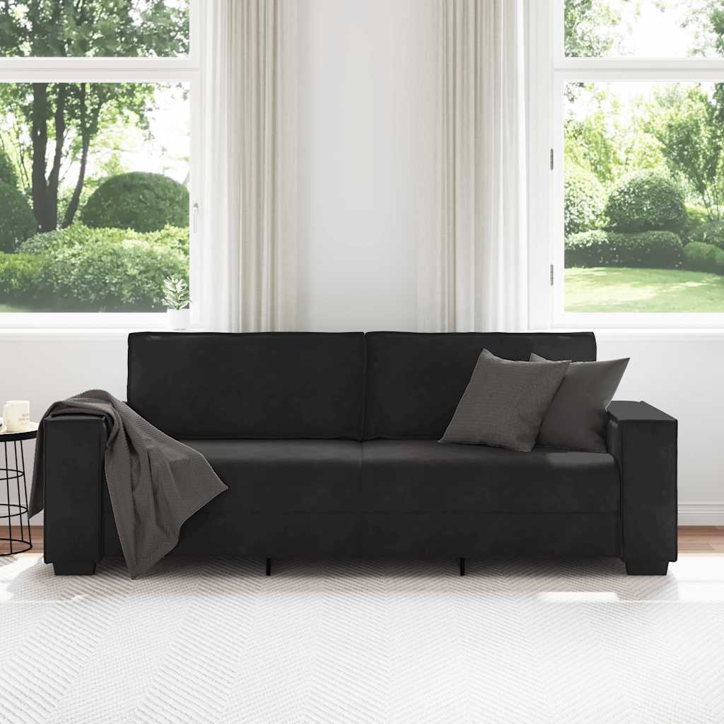 3-Seater Sofa Black 220x78x84 cm Velvet