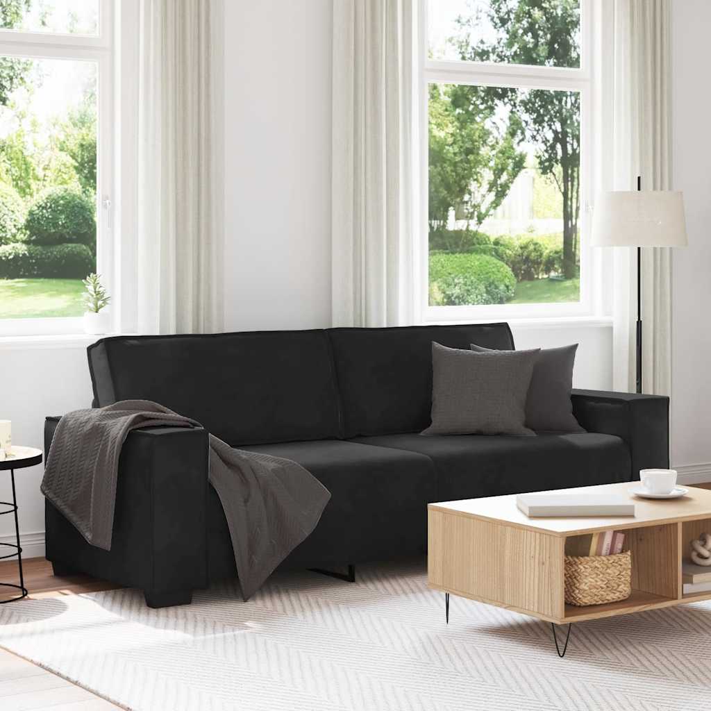 3-Seater Sofa Black 220x78x84 cm Velvet
