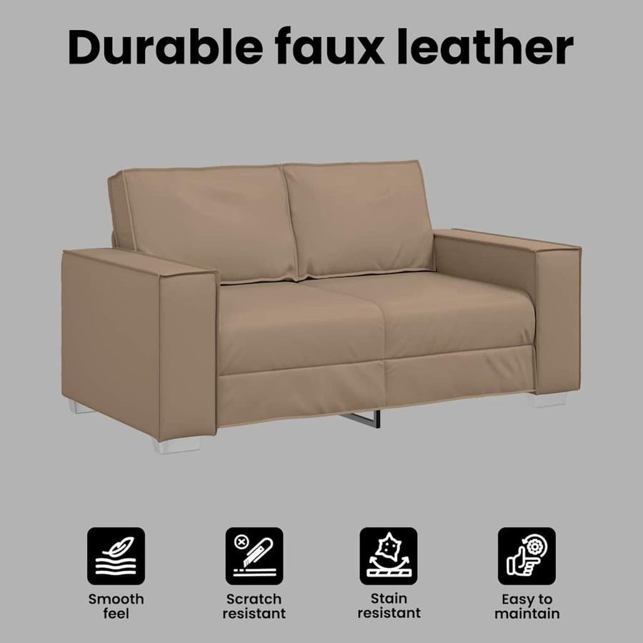 Loveseat Sofa Cappuccino 160 cm Faux Leather