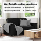 Loveseat Sofa Black 160 cm Faux Leather - Low Angle