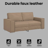 Loveseat Sofa Cappuccino 180 cm Faux Leather - Close-Up Angle