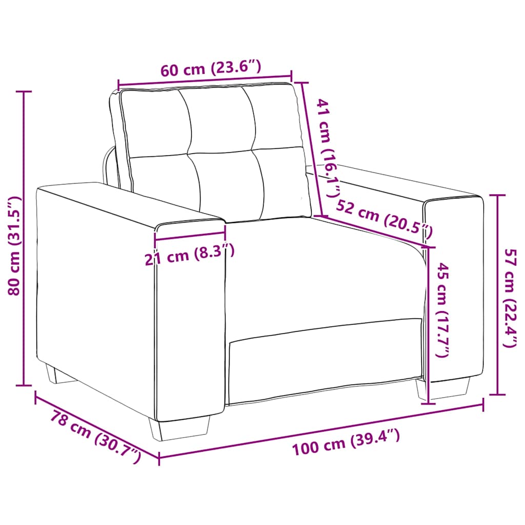 Sofa Chair Light Grey 100x78x80 cm Fabric