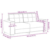 Loveseat Sofa Dark Grey 180x77x82 cm Fabric