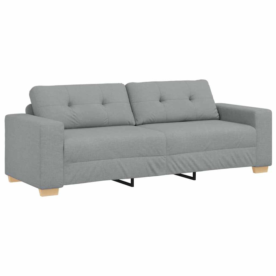 3-Seater Sofa Light Grey 220x78x80 cm Fabric