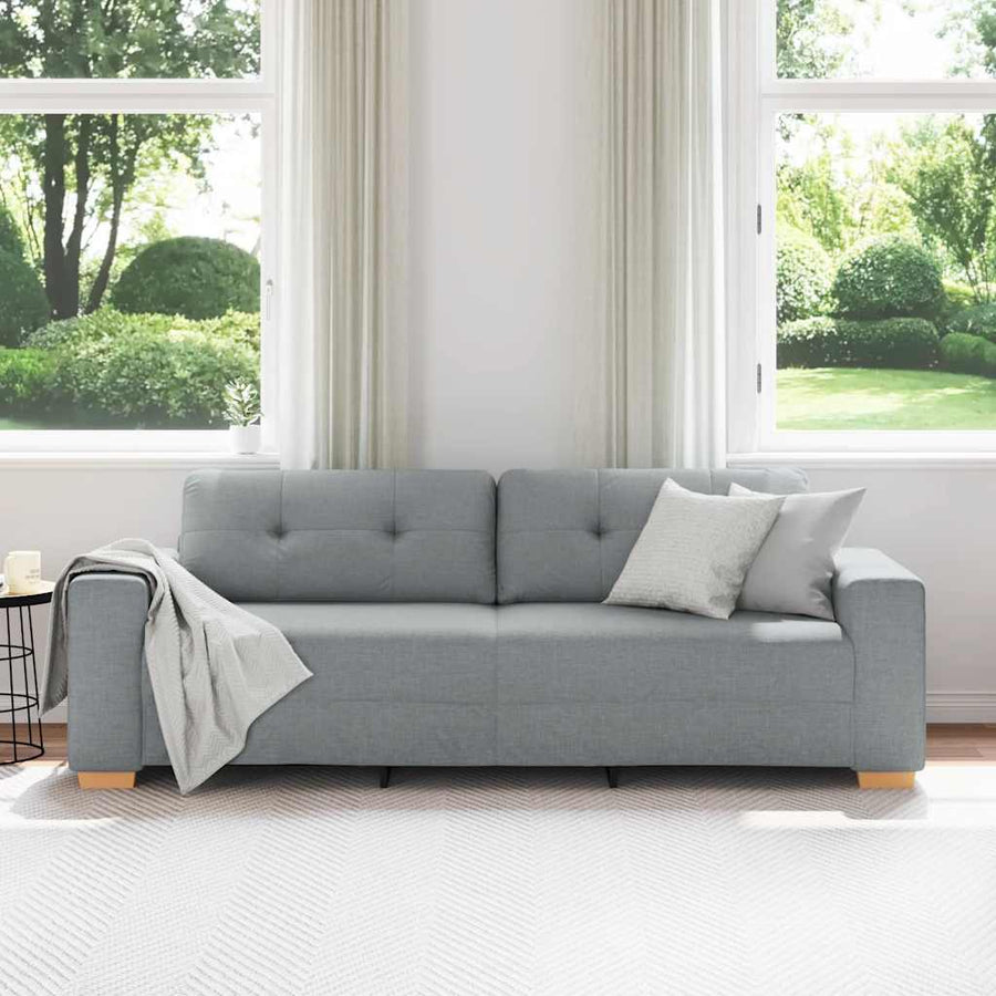 3-Seater Sofa Light Grey 220x78x80 cm Fabric