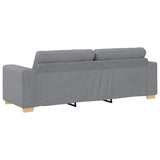 3-Seater Sofa Light Grey 180 cm Fabric - Rear View