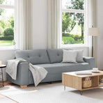 3-Seater Sofa Light Grey 220x78x80 cm Fabric