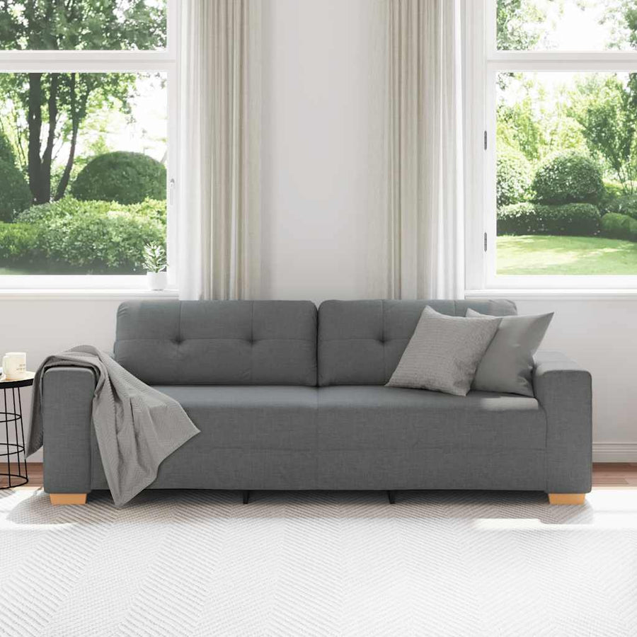 3-Seater Sofa Dark Grey 220x78x80 cm Fabric