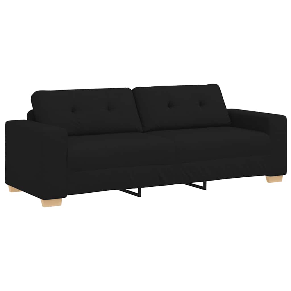 3-Seater Sofa Black 220x78x80 cm Fabric
