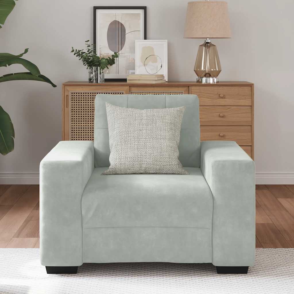 Sofa Chair Light Grey 100x78x80 cm Velvet