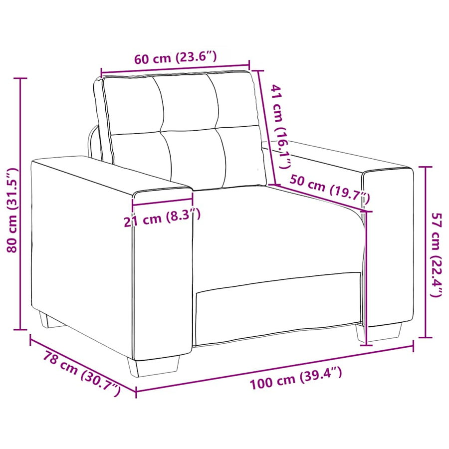Sofa Chair Black 100x78x80 cm Velvet