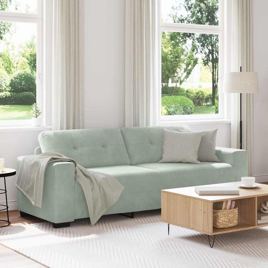 3-Seater Sofa Light Grey 180 cm Velvet