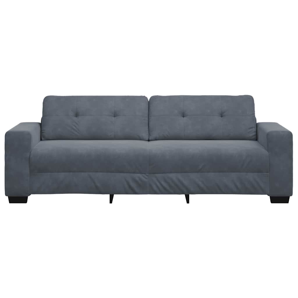3-Seater Sofa Dark Grey 220x78x80 cm Velvet
