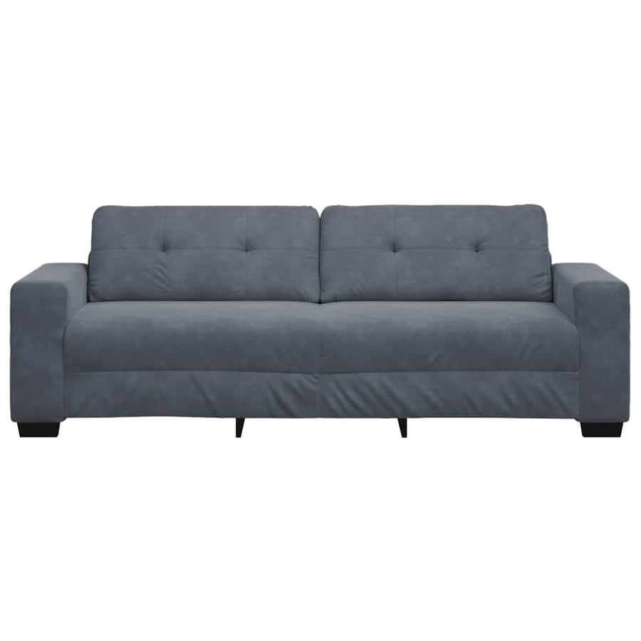 3-Seater Sofa Dark Grey 220x78x80 cm Velvet