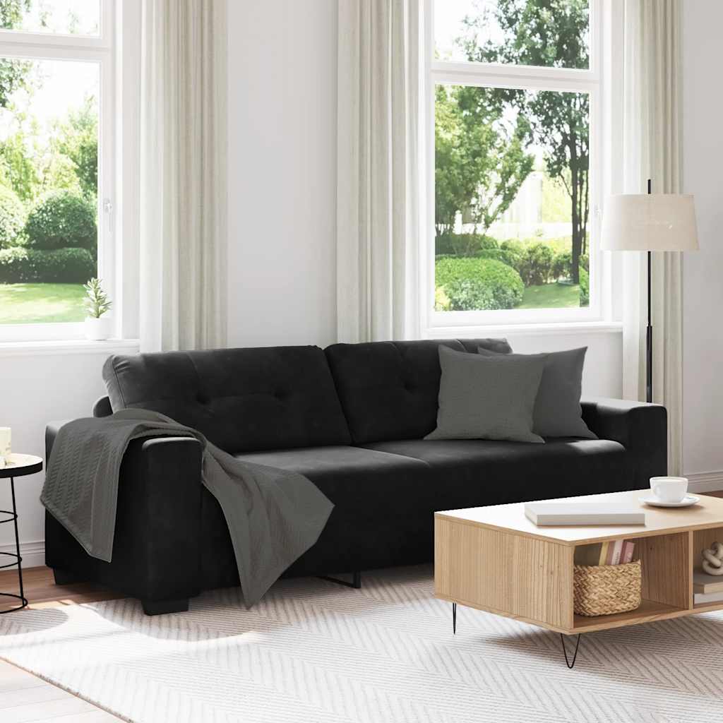 3-Seater Sofa Black 180 cm Velvet