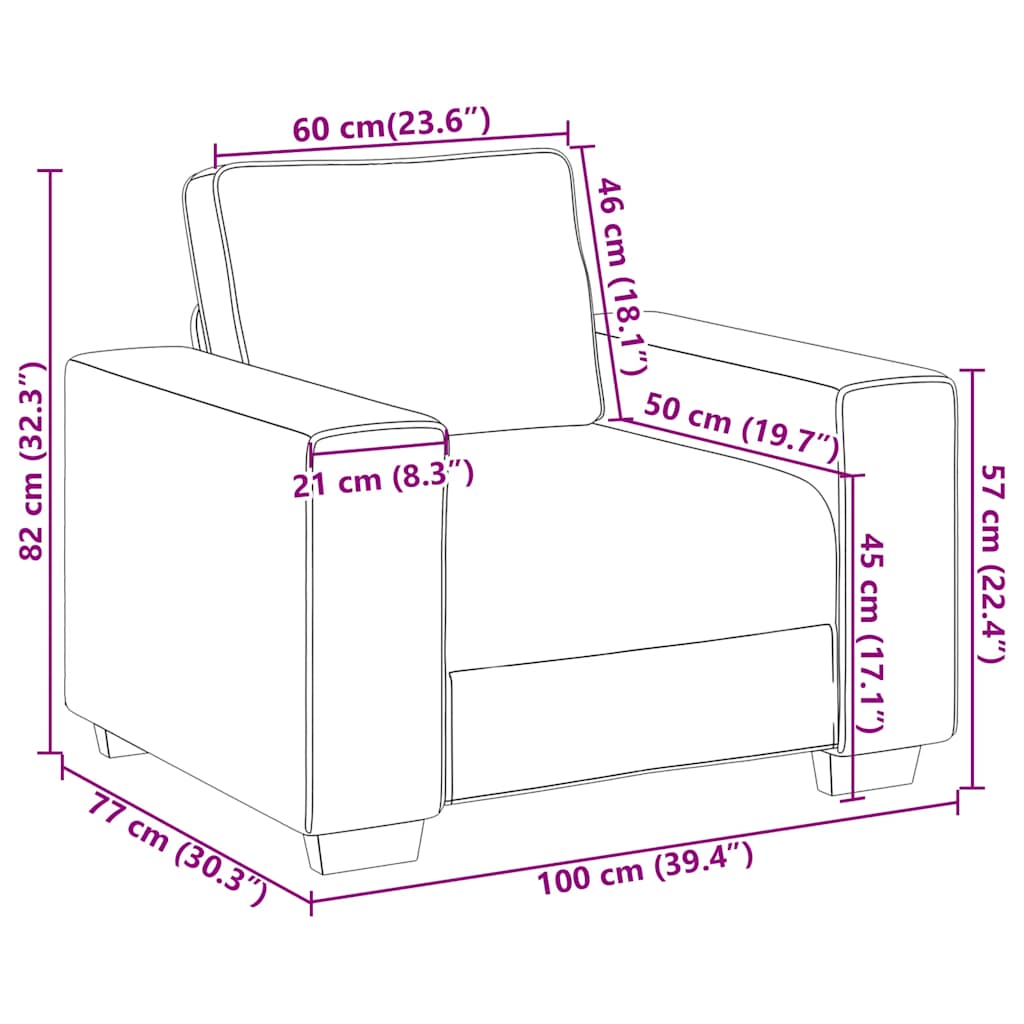 Sofa Chair?ight Grey 100x77x82 cm Fabric