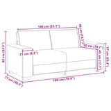 2-Seater Sofa Light Grey 140 cm Fabric - Extra Image