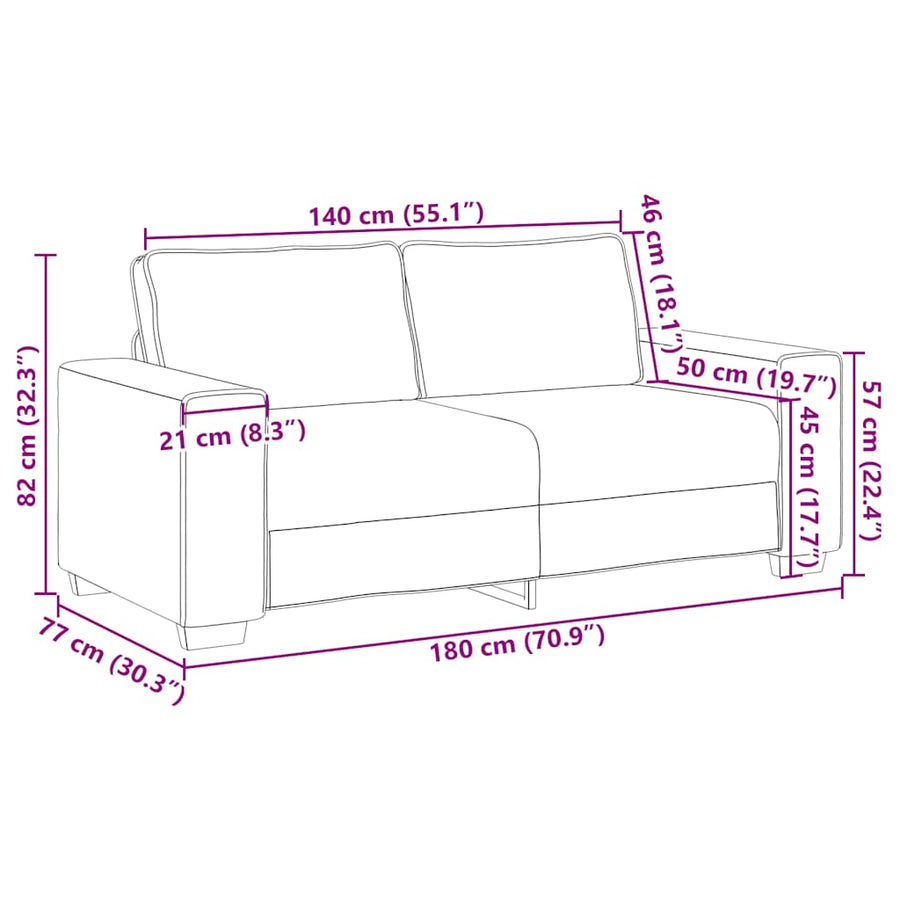 2-Seater Sofa Light Grey 180x77x82 cm Fabric