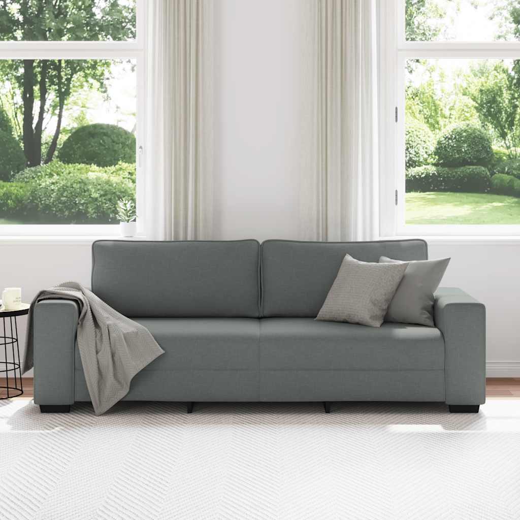3-Seater Sofa?ark Grey 220x77x82 cm Fabric