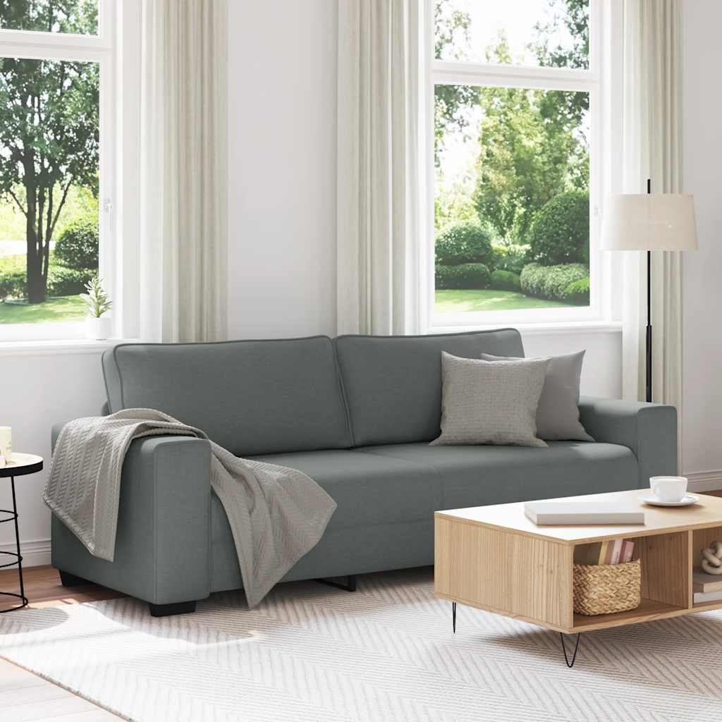 3-Seater Sofa?ark Grey 220x77x82 cm Fabric