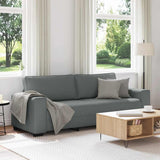 3-Seater Sofa?ark Grey 220x77x82 cm Fabric