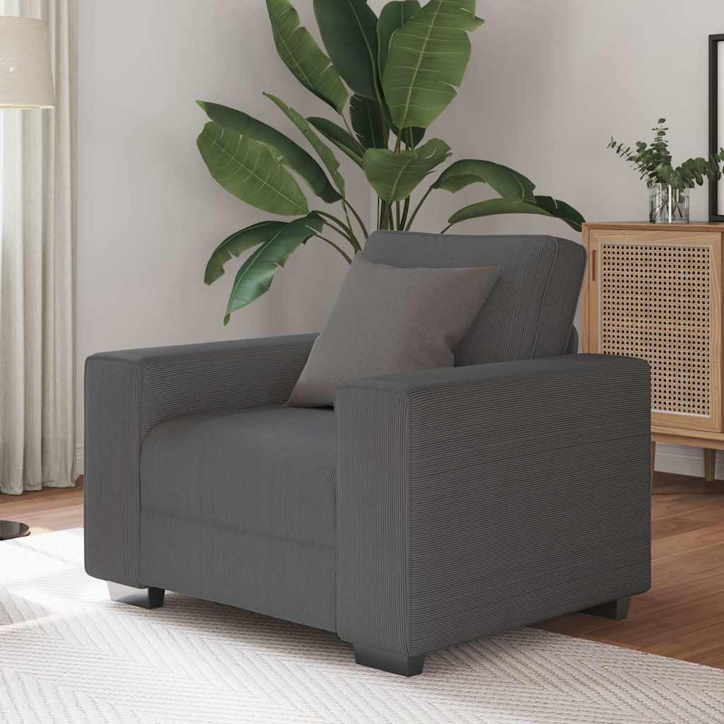 Sofa Chair Dark Grey 100x77x82 cm Corduroy Fabric