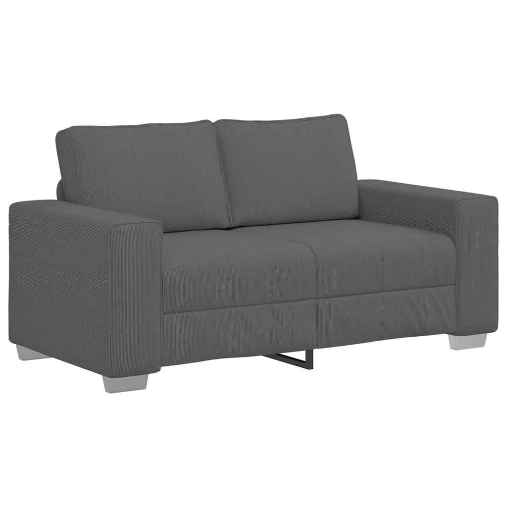 Loveseat Sofa Dark Grey 160x77x82 cm Corduroy Fabric