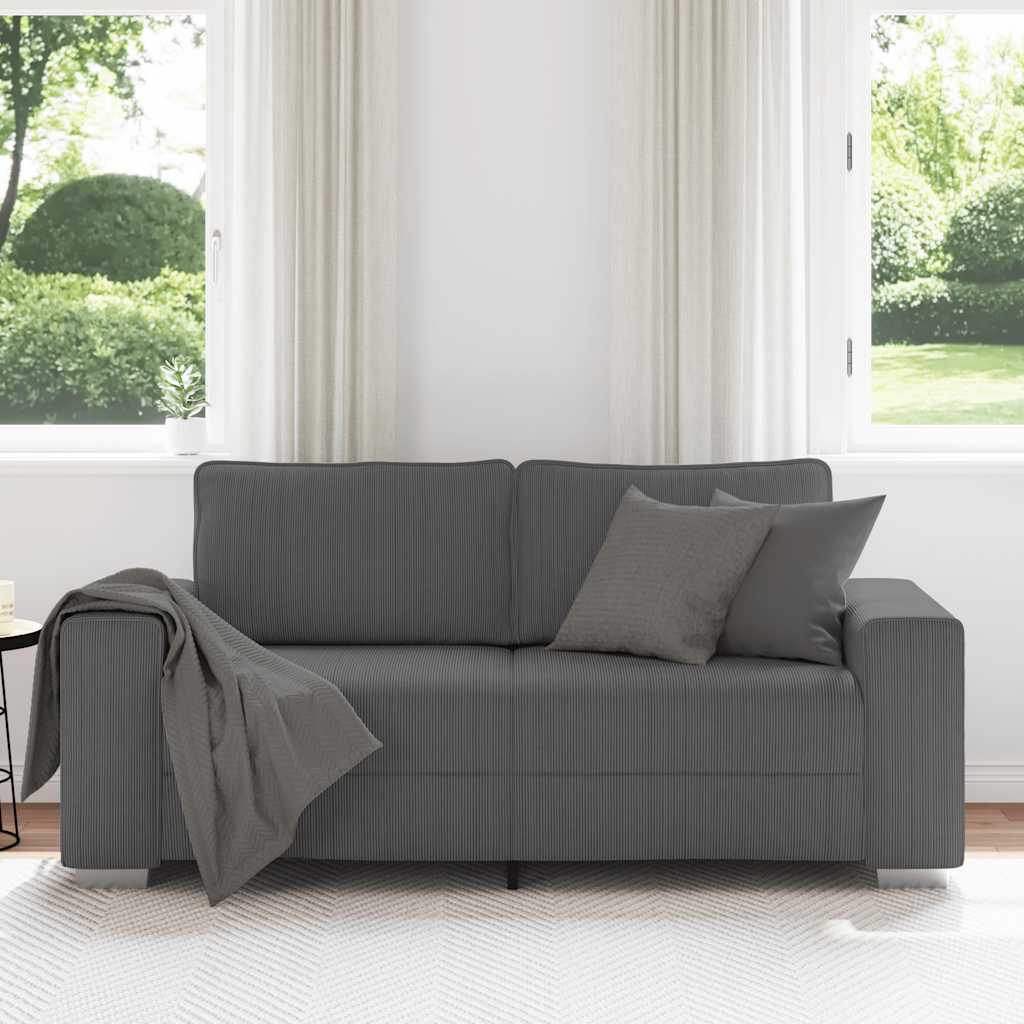 Loveseat Sofa Dark Grey 180x77x82 cm Corduroy Fabric