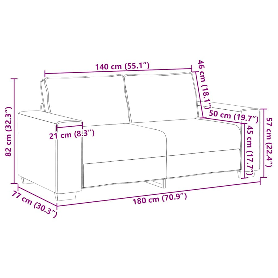 Loveseat Sofa Dark Grey 180x77x82 cm Corduroy Fabric